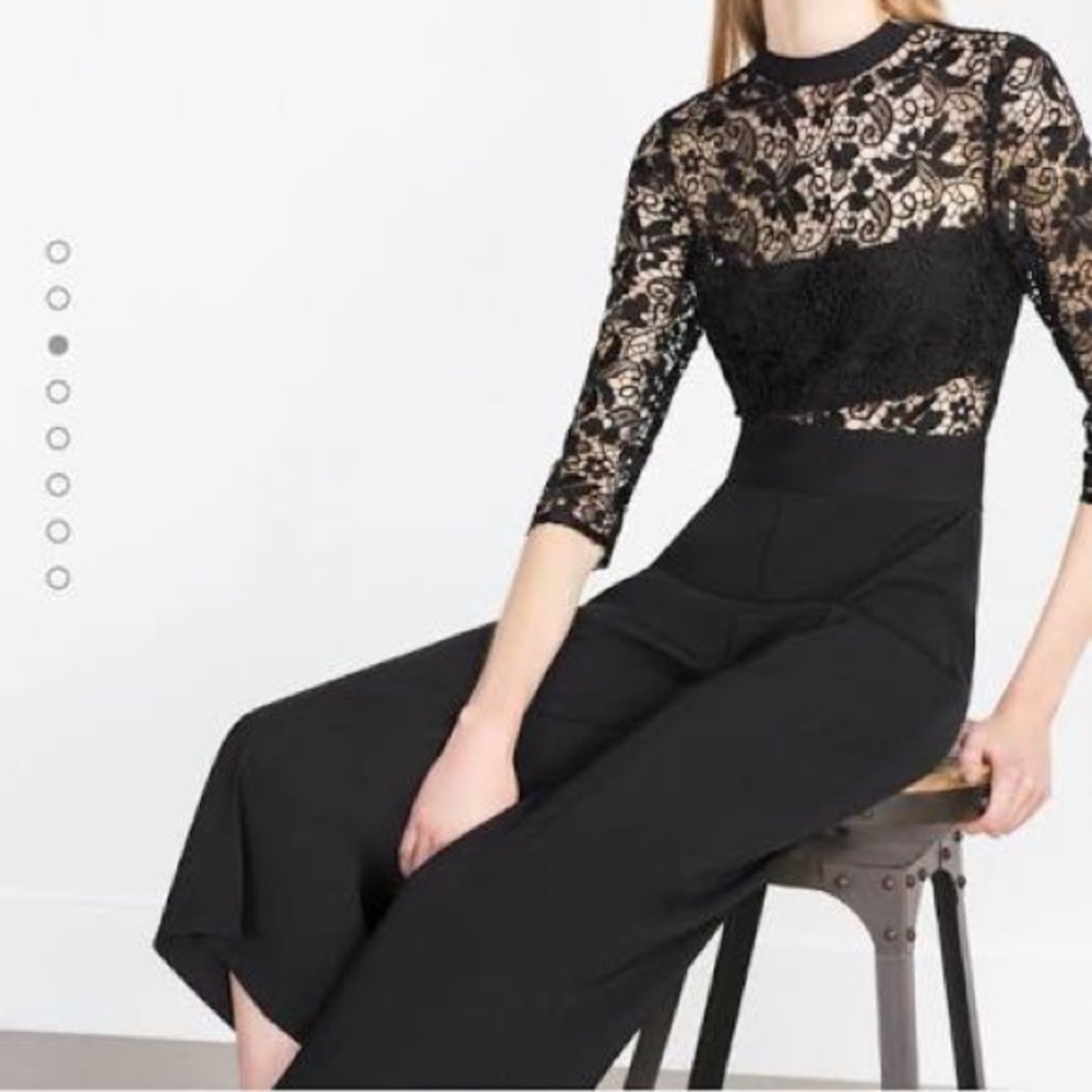 Zara Black Lace Jumpsuit Long Sleeve